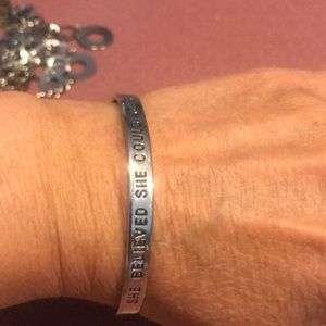 Silver toned cuff She believed she could so she did cuff